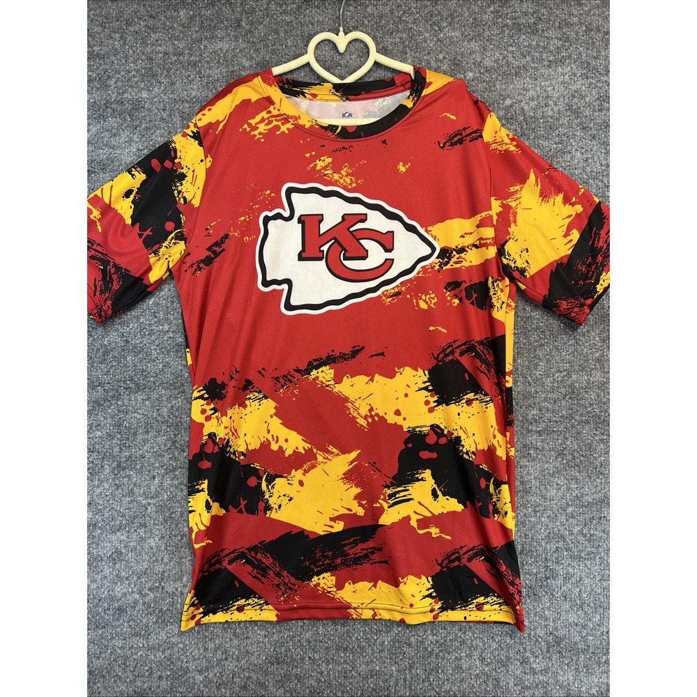 NFL Kansas City Chiefs Youth XL 18/20 All-Over Print Paint Splatter Shirt